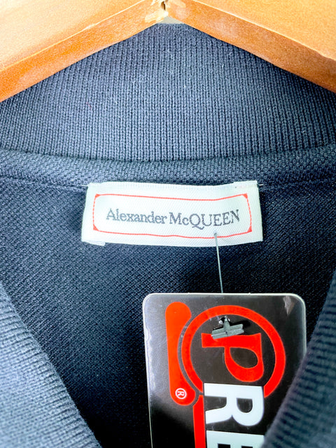 Alexander McQueen Polo Shirt 'Skull Embroidered Black' | US M X-Large