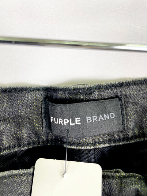 Purple Skinny Jeans 'Yellow Color Weft Buckshot Black Denim' | US M 34