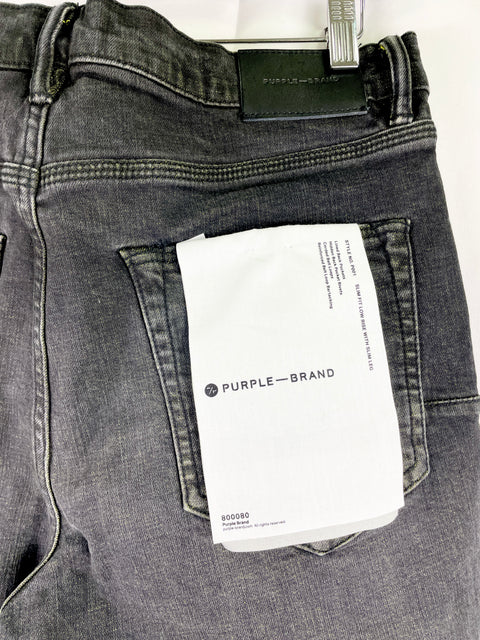 Purple Skinny Jeans 'Yellow Color Weft Buckshot Black Denim' | US M 34