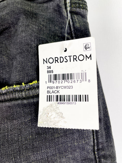 Purple Skinny Jeans 'Yellow Color Weft Buckshot Black Denim' | US M 34