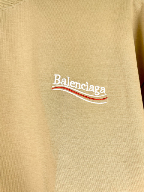 Balenciaga Tee 'Logo Embroidered Tan' | US M Large