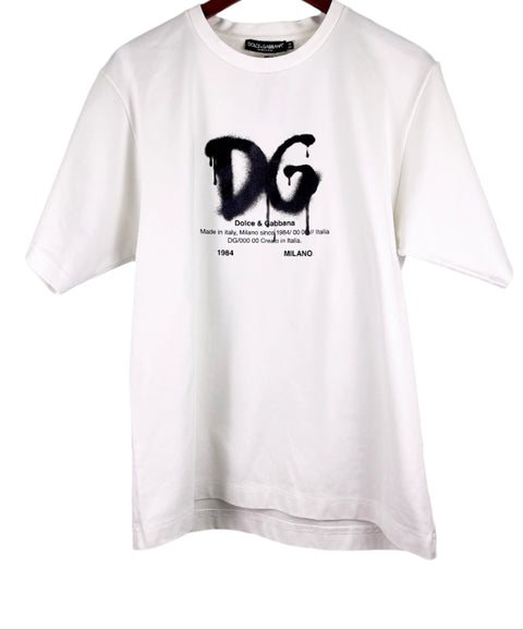 Dolce & Gabbana Tee 'Spray Paint DG Logo Print White' | U SM X-Small