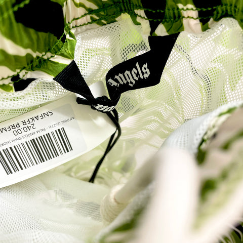 Palm Angels Macro Hibiscus Swim Shorts 'Green/White'