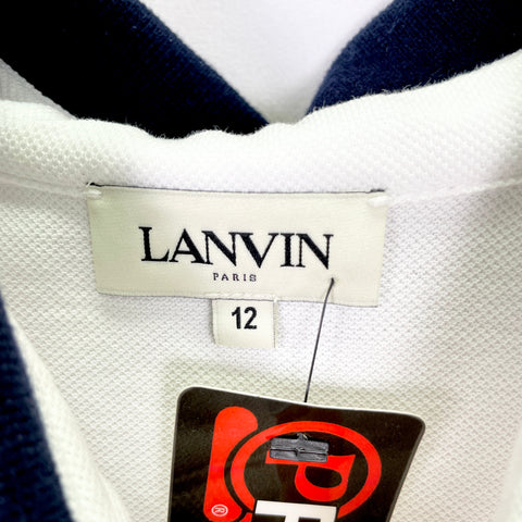 Lanvin Polo Navy Collar Short Sleeve Dress Shirt 'White Navy' | 12