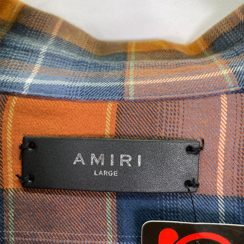 Amiri Plaid Long Sleeve Shirt 'Orange' | LG