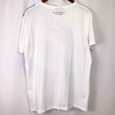 Burberry Crew Neck Red White Blue Logo Relax Fit Tee | XL