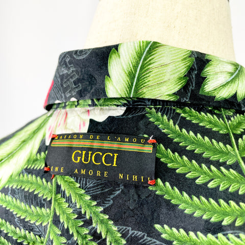 Gucci Hawaiian Print Bowling Shirt 'Black/Green' | LG