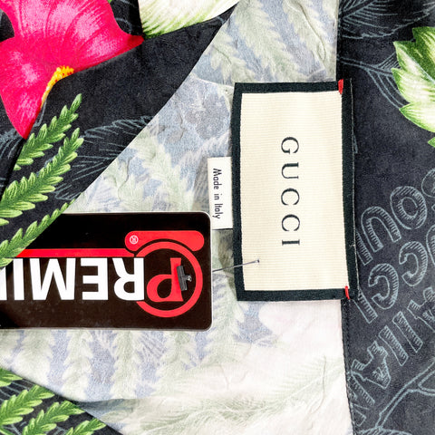 Gucci Hawaiian Print Bowling Shirt 'Black/Green' | LG