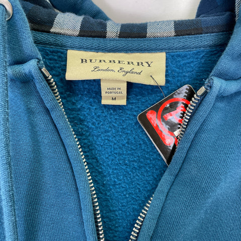 Burberry Zip Hoodie Inside Vintage Check 'Teal Blue' | MED