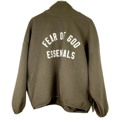 Fear of God Essentials Nylon Fleece Hoodie 'Heather Wood / White' | SM