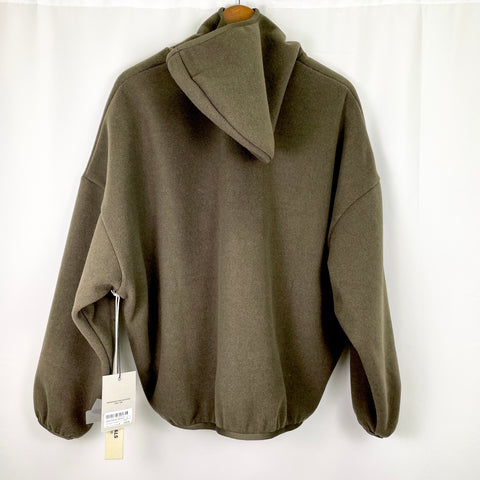 Fear of God Essentials Nylon Fleece Hoodie 'Heather Wood / White' | SM