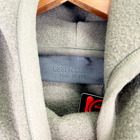 Fear of God Essentials Nylon Fleece Hoodie 'Heather Wood / White' | SM
