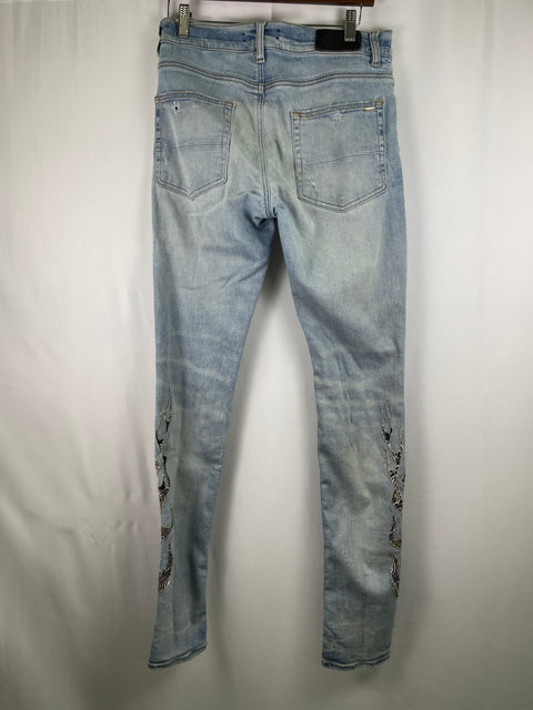 Amiri Jeans 'Bandana Flame Light faded Denim' | US M 30