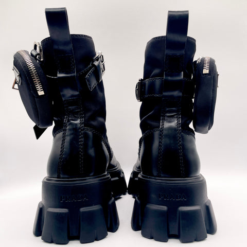 Prada Monolith 60mm Pouch Boot 'Black Leather and Nylon' | UK 5.5 / US W 7.5