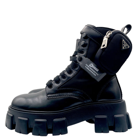 Prada Monolith 60mm Pouch Boot 'Black Leather and Nylon' | UK 5.5 / US W 7.5