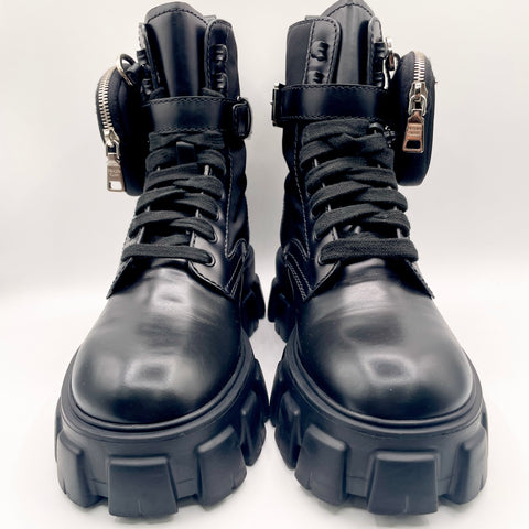 Prada Monolith 60mm Pouch Boot 'Black Leather and Nylon' | UK 5.5 / US W 7.5