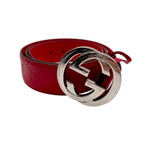 Gucci Guccissima Interlocking GG Belt 'Red' | US M 95/38"