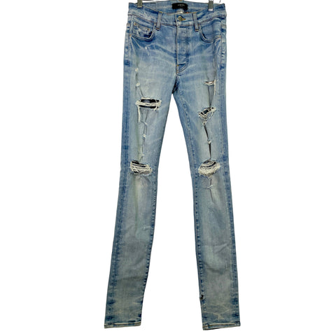 Amiri Distressed Skinny Jeans 'Light Blue' | US M 29"