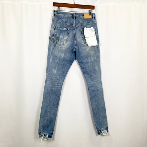 Purple Brand Ripped Paint Splatter Jeans 'Light Indigo' | US M 38"
