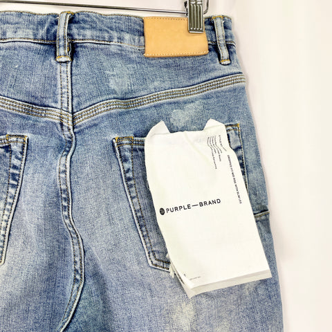 Purple Brand Ripped Paint Splatter Jeans 'Light Indigo' | US M 38"