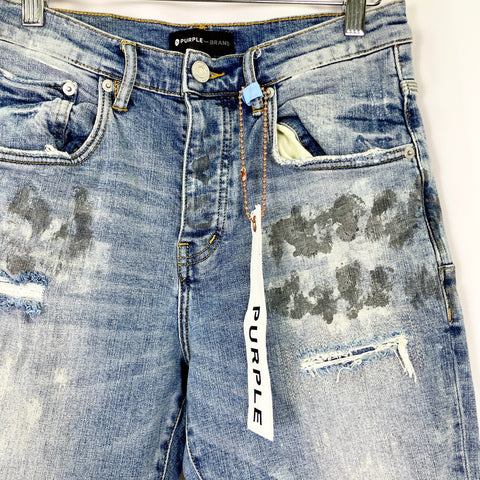 Purple Brand Paint Distressed Jeans 'Light Indigo' | US M 29"