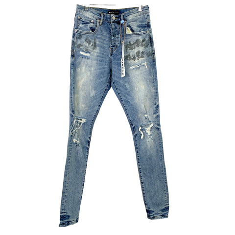 Purple Brand Paint Distressed Jeans 'Light Indigo' | US M 29"