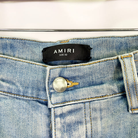 Amiri Ripped Plaid Patch Jean 'Clay Indigo' | US M 32"