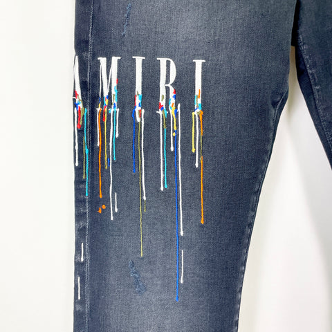 Amiri Paint Drip Logo Jeans 'Black' | US M 33"