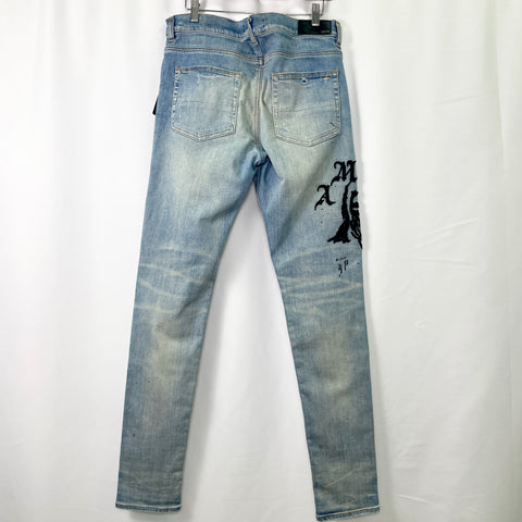 Amiri X Wes Lang Reaper Logo Jeans 'Dirty Indigo' | US M 33"