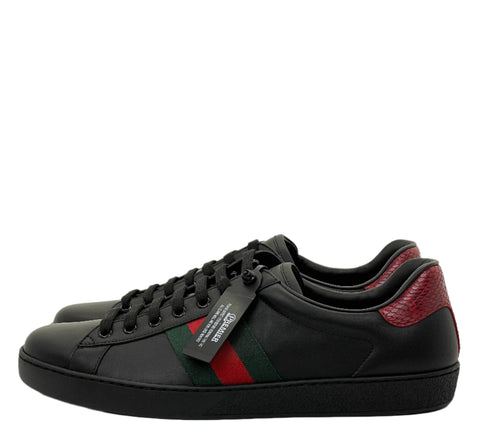 Gucci Ace Leather 'Black Red Snakeskin Heel (2021)' | EU M 44 / US M 11