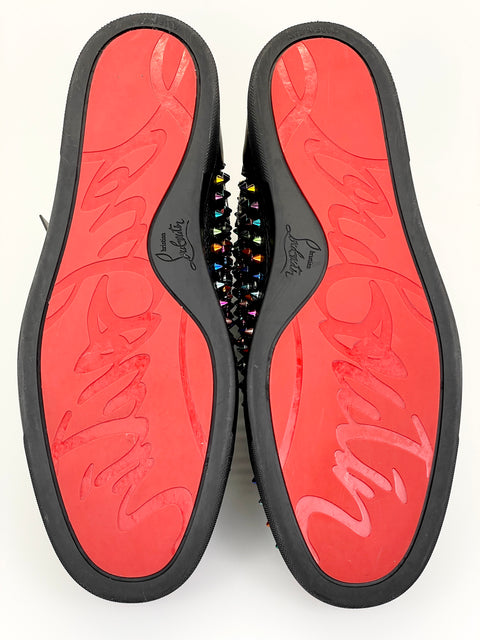 Christian Louboutin Lou Spikes Orlato Flat 'Pleated Metallic' | EU M 45 / US W 12