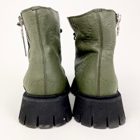 Gucci Leather Ankle Boot 'GG Monogram Dark Vintage Green' | US M 8