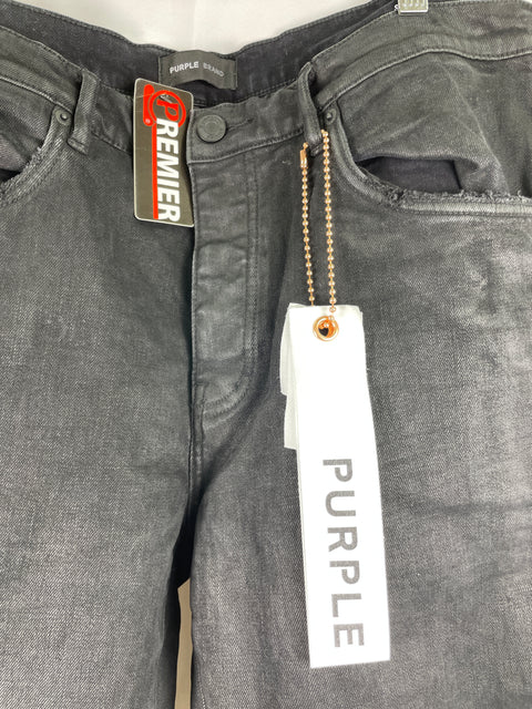 Purple Regular Fit Jeans 'Wax Coated Black' | US M 36"