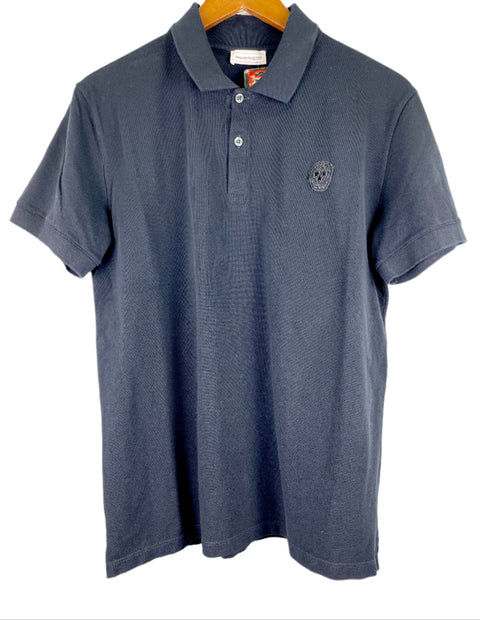 Alexander McQueen Polo Shirt 'Skull Embroidered Black' | US M X-Large
