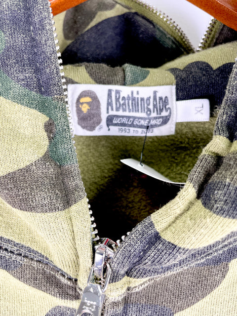 Bape 1st Camo Shark Full Zip Hoodie 'Green' | US M X-Large