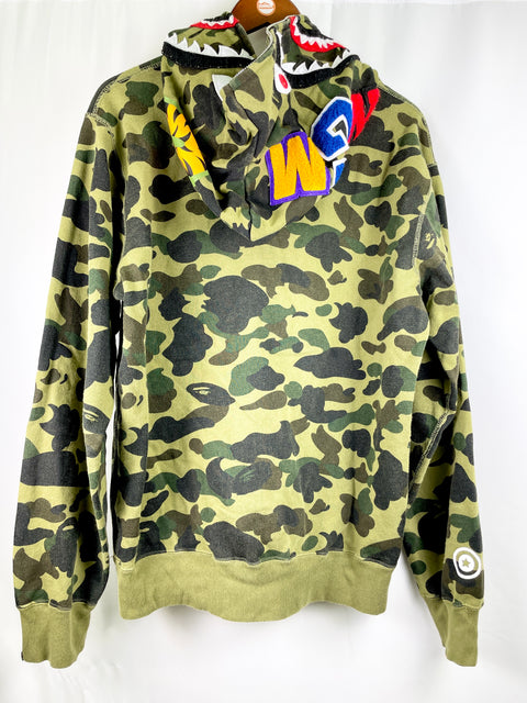 Bape 1st Camo Shark Full Zip Hoodie 'Green' | US M X-Large