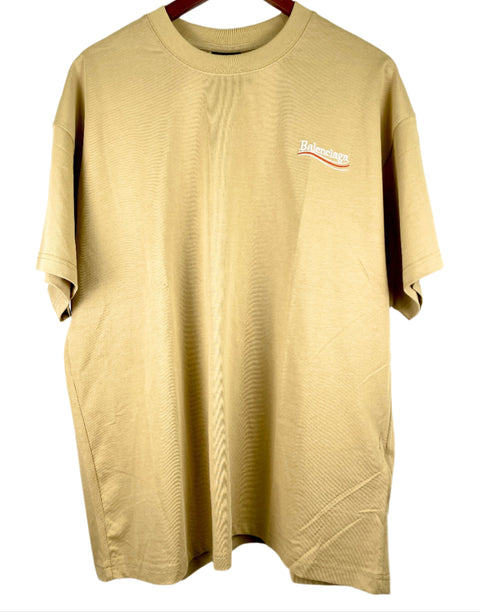 Balenciaga Tee 'Logo Embroidered Tan' | US M Large
