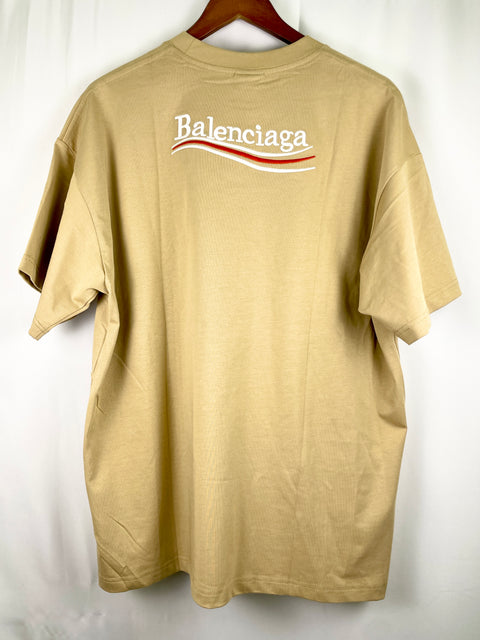 Balenciaga Tee 'Logo Embroidered Tan' | US M Large