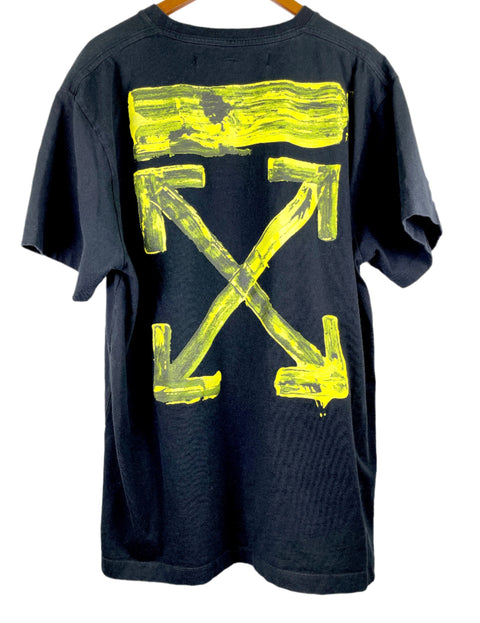 Off White Tees 'Yellow Paint Arrow Stripes Black' | US M Small