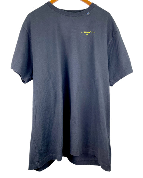 Off White Tees 'Yellow Paint Arrow Stripes Black' | US M Small