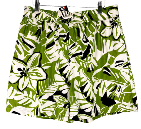 Palm Angels Macro Hibiscus Swim Shorts 'Green/White'