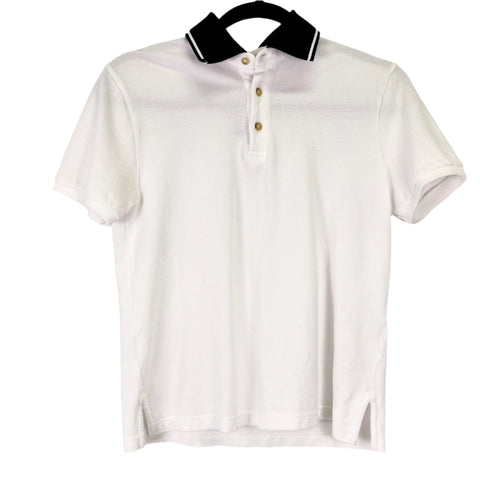 Lanvin Polo Navy Collar Short Sleeve Dress Shirt 'White Navy' | 12
