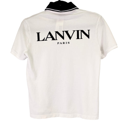 Lanvin Polo Navy Collar Short Sleeve Dress Shirt 'White Navy' | 12