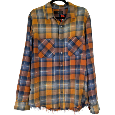 Amiri Plaid Long Sleeve Shirt 'Orange' | LG
