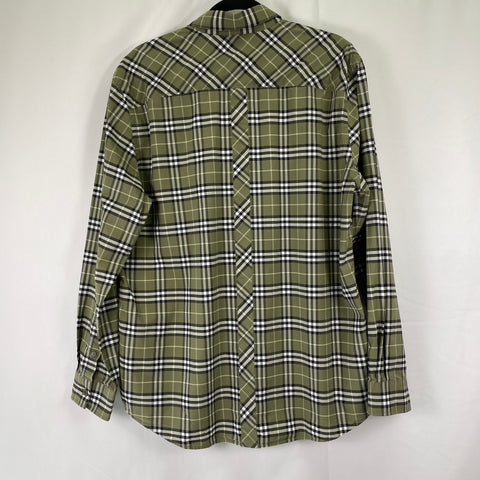 Green Burberry Button Down Long Sleeve Dress Shirt | XL