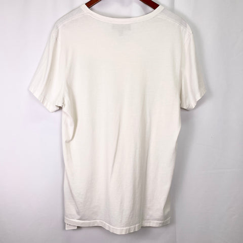 Burberry White V-Neck Tee 'Grey Logo' | LG