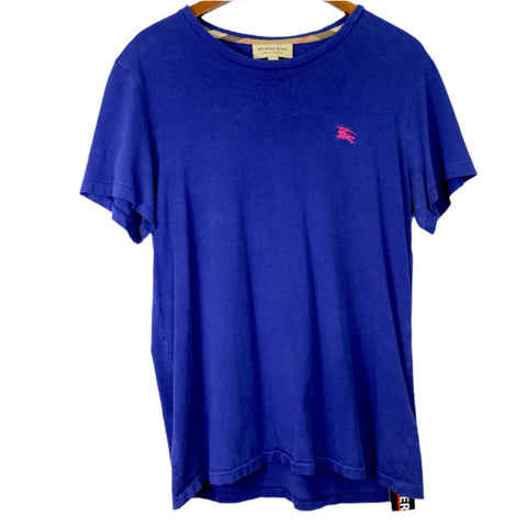 Burberry Blue Crew Neck Tee 'Red Logo' | LG