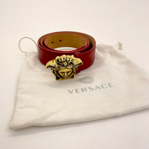 Versace Palazzo Belt With Medusa Buckle 'Red' | 100/40