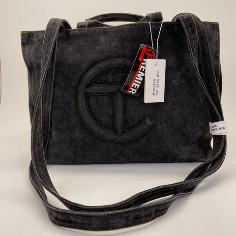 Telfar Denim Shoulder Tote Bag 'Black' | LG