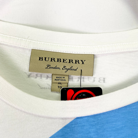 Burberry Crew Neck Red White Blue Logo Relax Fit Tee | XL